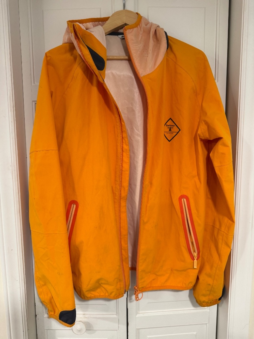 Barbour Beacon Orange Hooded Rain Jacket Coat
